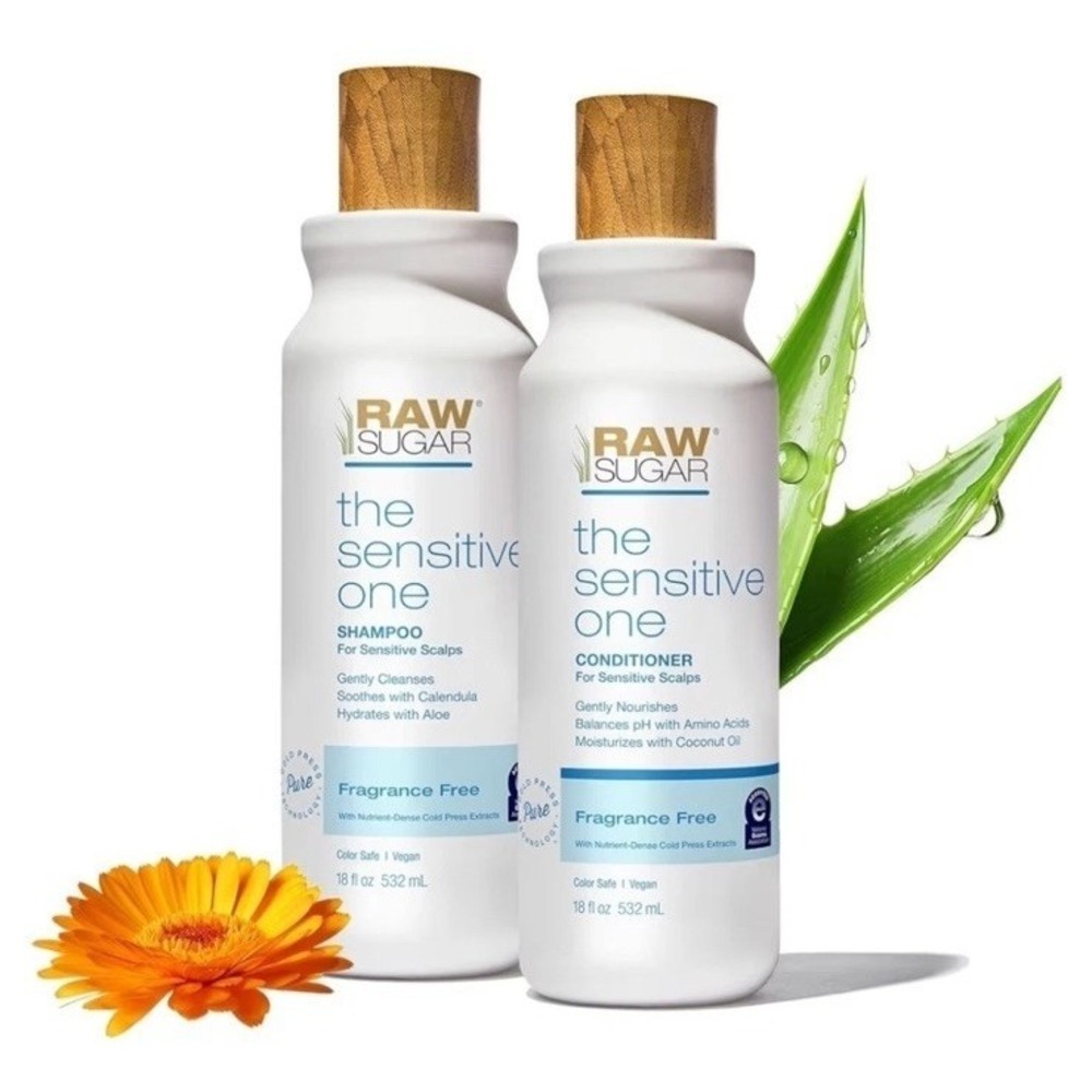 Raw Sugar Shampoo and Conditioner Set, The Sensitive One Hair Care Duo, 18 Fl Oz